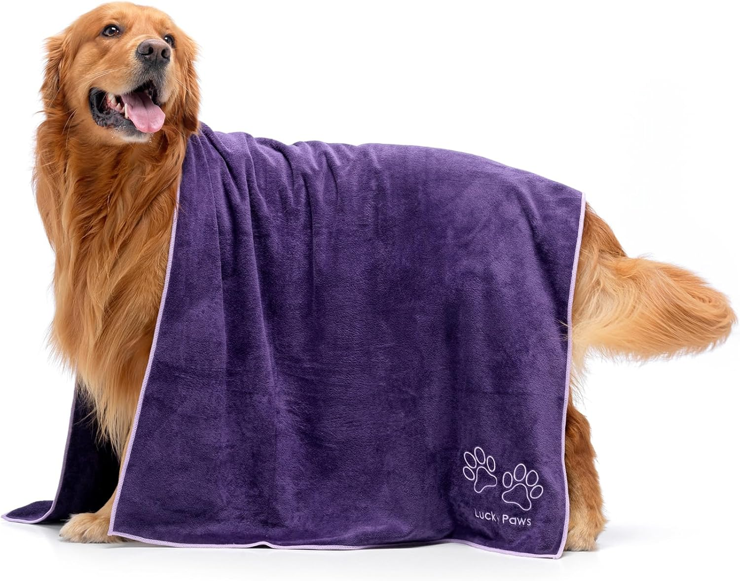 Lucky Paws&reg; Dog Towel &ndash; Extra Large 140 X 70Cm - UK Based Seller - Super Absorbent Microfibre Towel - Fast Drying - Super Soft - Premium Pet Towels (Pack of 2, Navy Blue)