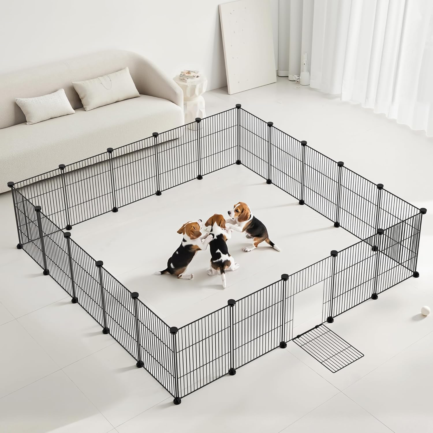 Pet Playpen, 20 Panels Small Animals Cage DIY Metal Wire Portable Yard Fence with Door for Indoor/Outdoor Use, Ideal for Guinea Pigs, Puppy Pet image number 1