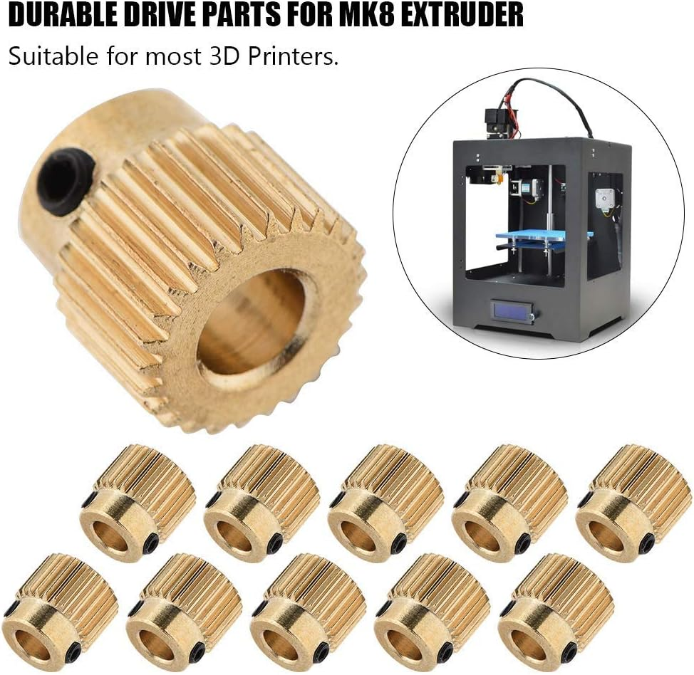 10Pcs 40 Teeth Brass Drive Gear, High Strength & High Bearing Capacity Extruder Gear, 3D Printer Accessories for MK7 MK8 Extruder (26 Teeth) image number 4