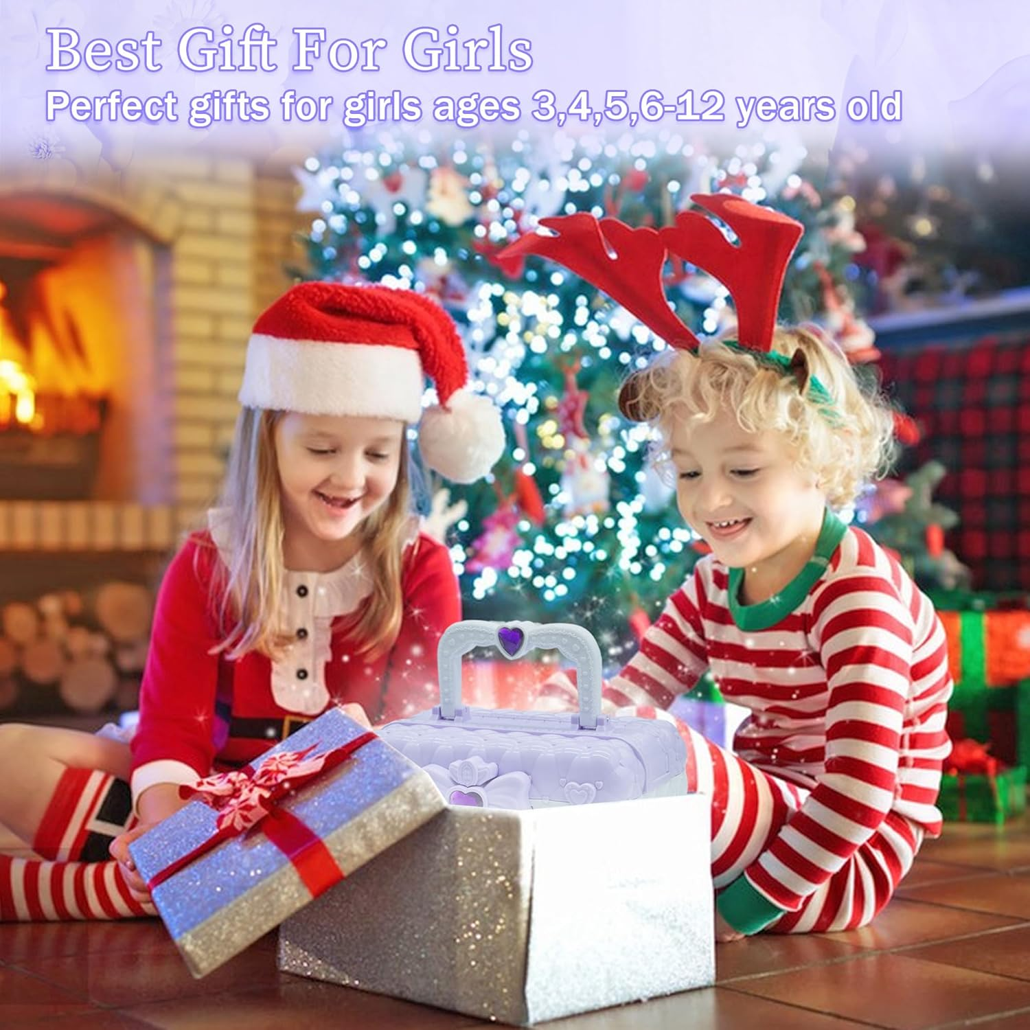 Kids Makeup Kit for Girl - 57PCS Kids Toys Make up Set,Non Toxic & Washable Little Girls Toddler Toy,Princess Toys Play Makeup for Children Age 4-12 Years Old,Teen Christmas & Birthday Gifts (Purple) image number 2