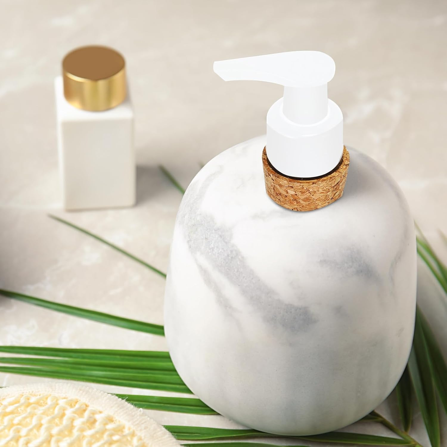 Tioncy 10 Pcs Soap Dispenser Pump with Cork Stopper Easy Press in Replacement Soap Pump Dispenser for Bottles Mason DIY Soap Lotion Jars (White) - White image number 2