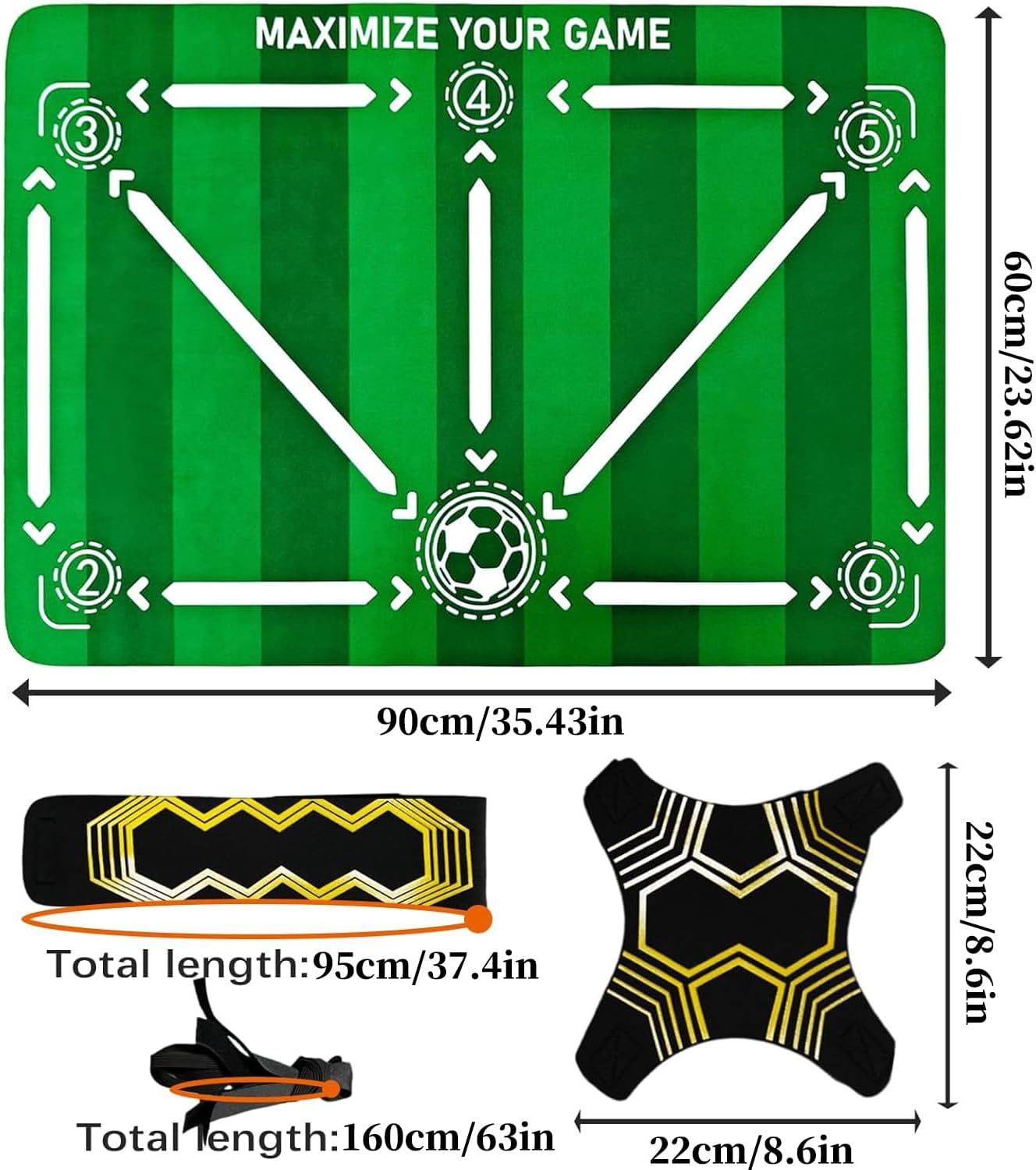 Soccer Training Equipment Set, Football Kick Trainer with Belt and Agility Training Mat, Solo Skill Practice Aid for Kids & Adults, Soccer Training Belt for Footwork, Passing & Shooting image number 1