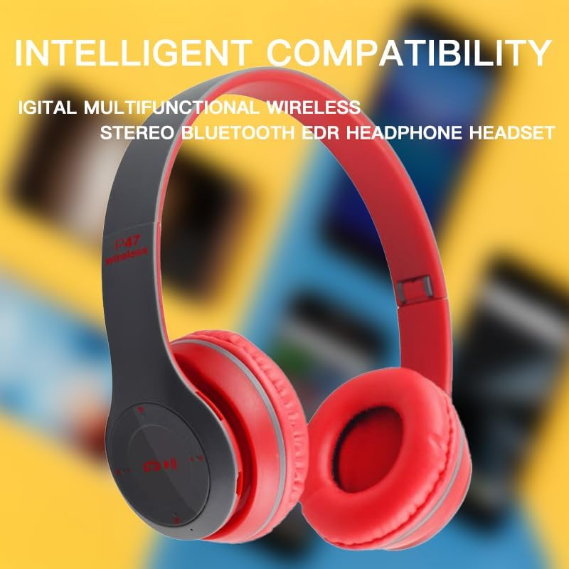Upgraded Hybrid Active Headphones with Transparent Modes Playtime Wireless Bluetooth with Mic Deep Bass Soft-Earpads Fast Charging Red image number 1