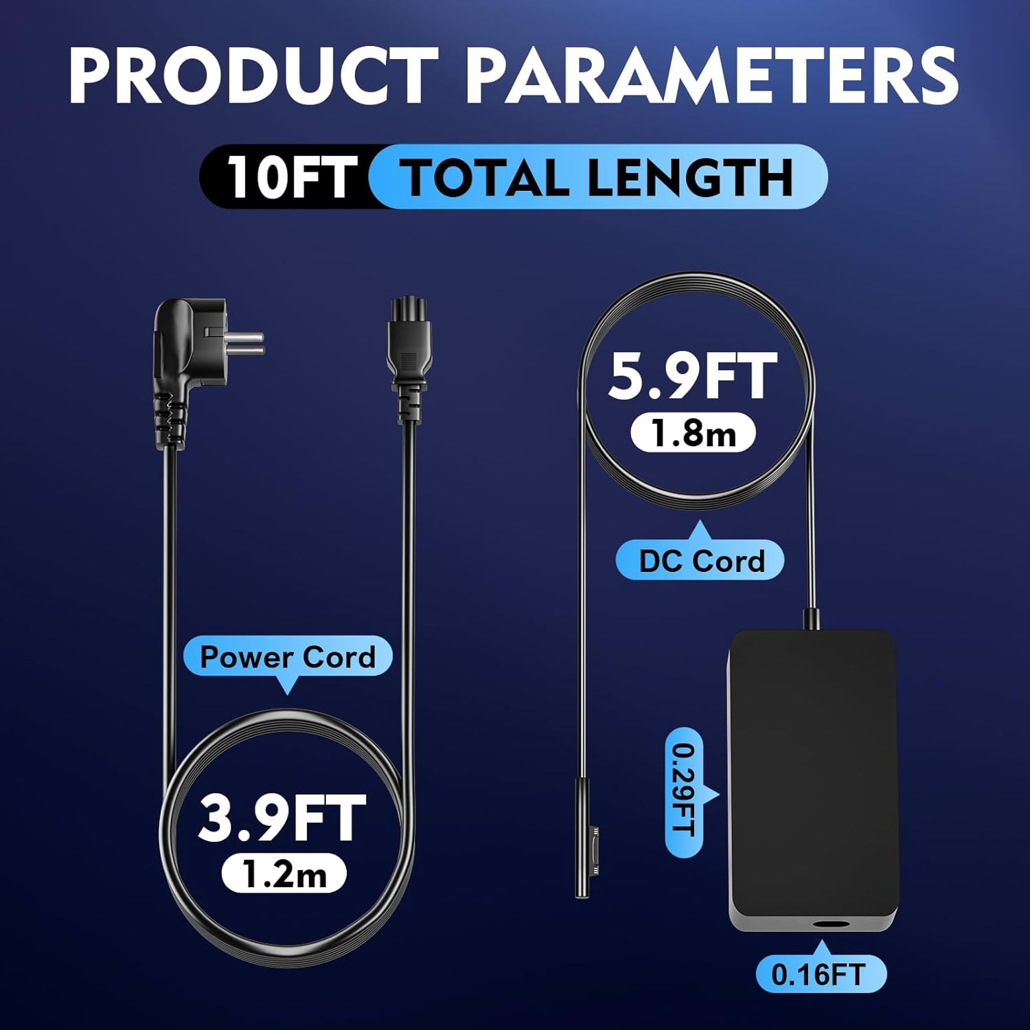65W Power Adapter Charger for Microsoft Surface Pro 9/8/7+/7/6/5/4/3/ X, Power Supply Laptop Charger for Windows Surface 5/4/3/2/1 Studio,Surface Book 3/2/1,Support 65W&44W&36W&24W(10.8Ft Cord) image number 1