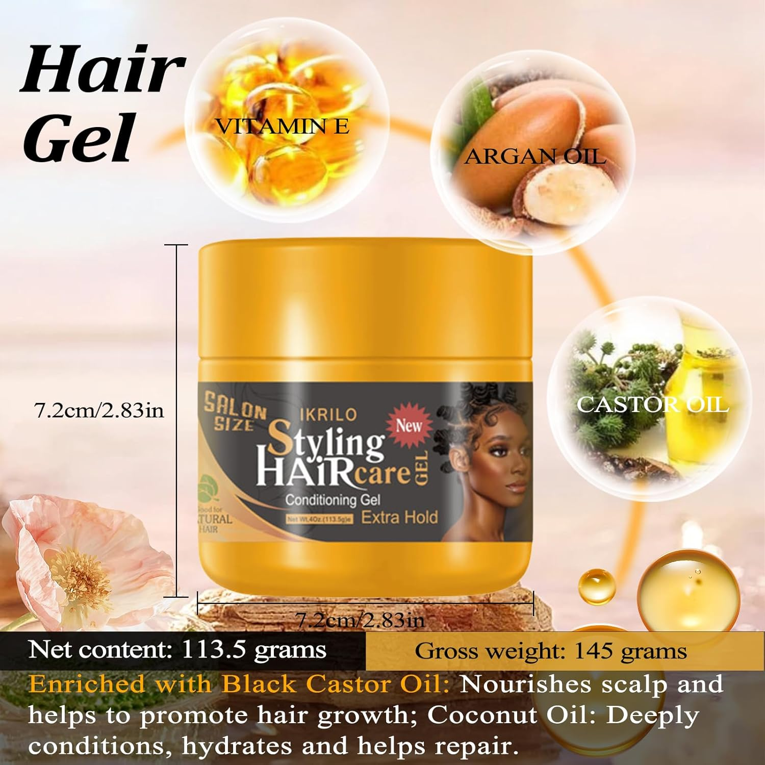 Beaufairy 113.5 Ml Braiding Gel, Extra Hold Hair Gel, Styler Hair Gel, Extreme Hold for Hair Defining, Reduces Frizz for Braids, Locs, Twists, Cornrows, Wavy Kinky Hair, Suitable for Women Man image number 6