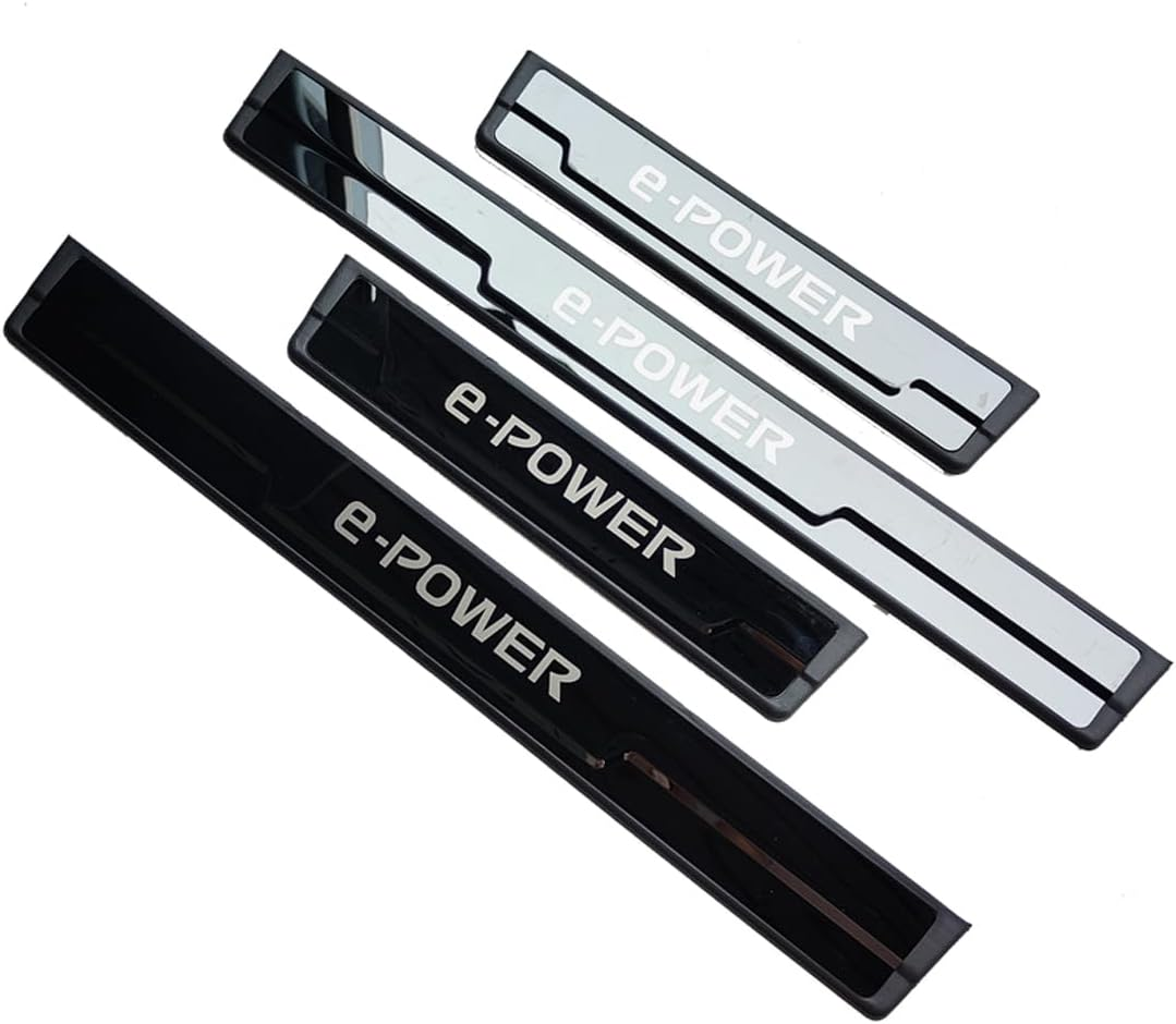 Stainless Door Sill Protector Kick Plate Entry Guard Kit for Nissan X-Trail T33 Qashqai J12 E-Power Ariya EV 2024 Interior Accessory (Black E-Power Text) image number 4