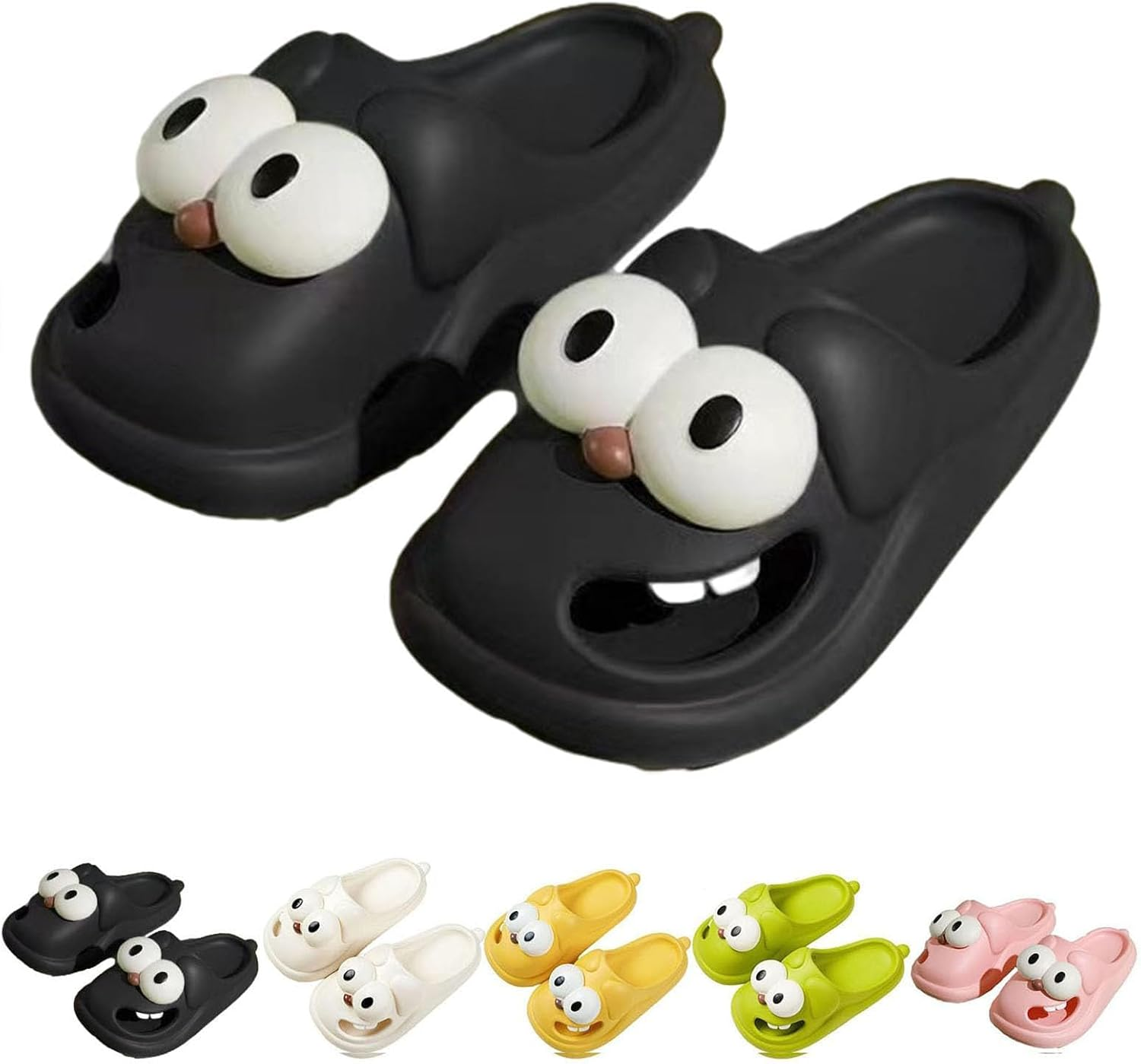 Big Eyes Dog Slippers for Women Kid, Tongue Kiss Slippers, Non-Slip Quick Drying Soft Lightweight Shower Cloud Slides