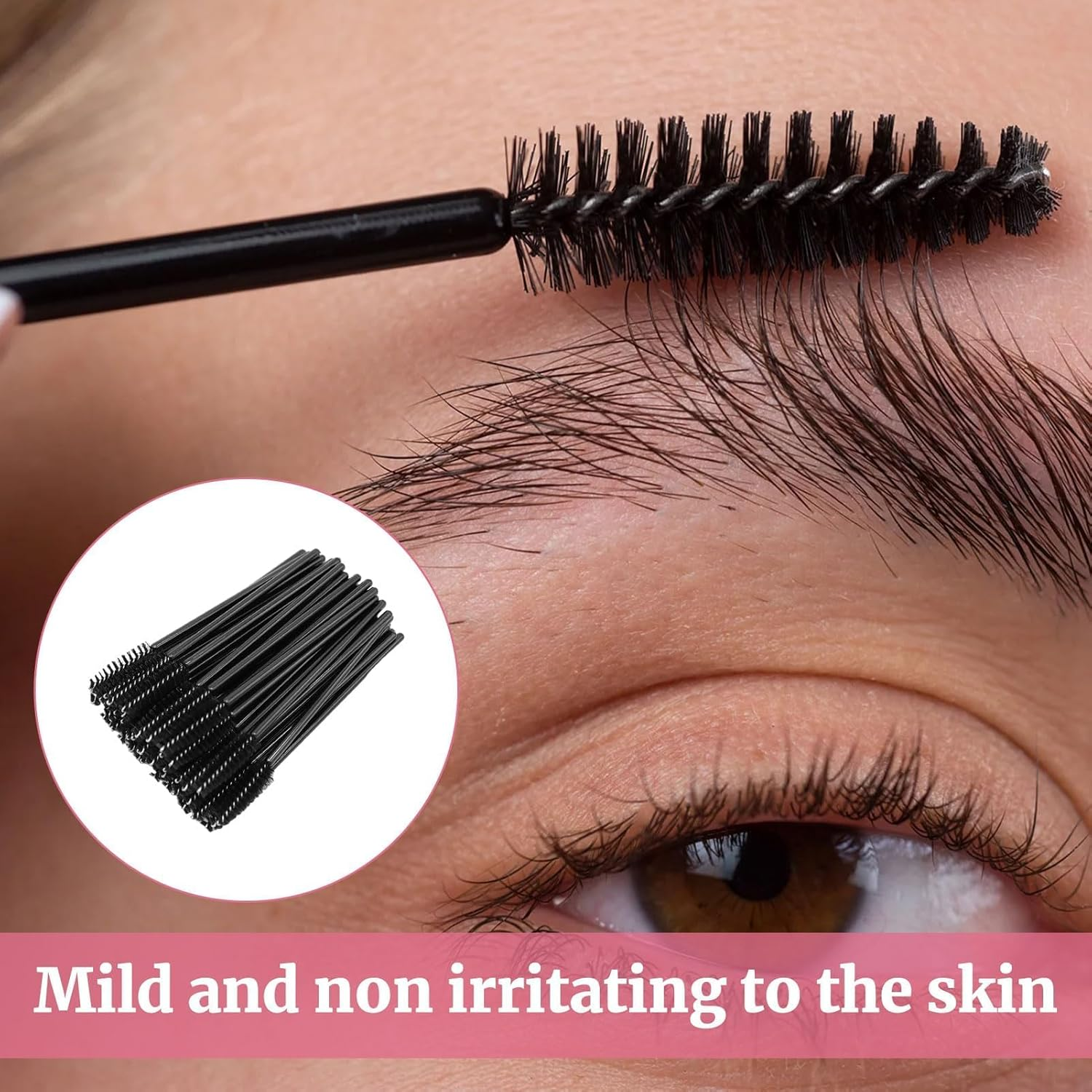 100Pcs Mascara Wands Eyelash Brushes, 100Pcs Lip Scrubber Brush, Disposable Makeup Tool Set, Eyebrow Brush Cosmetic Makeup Brush Tool Kits, Ideal for Mascara, Lip Gloss and Lipstick Testing image number 2