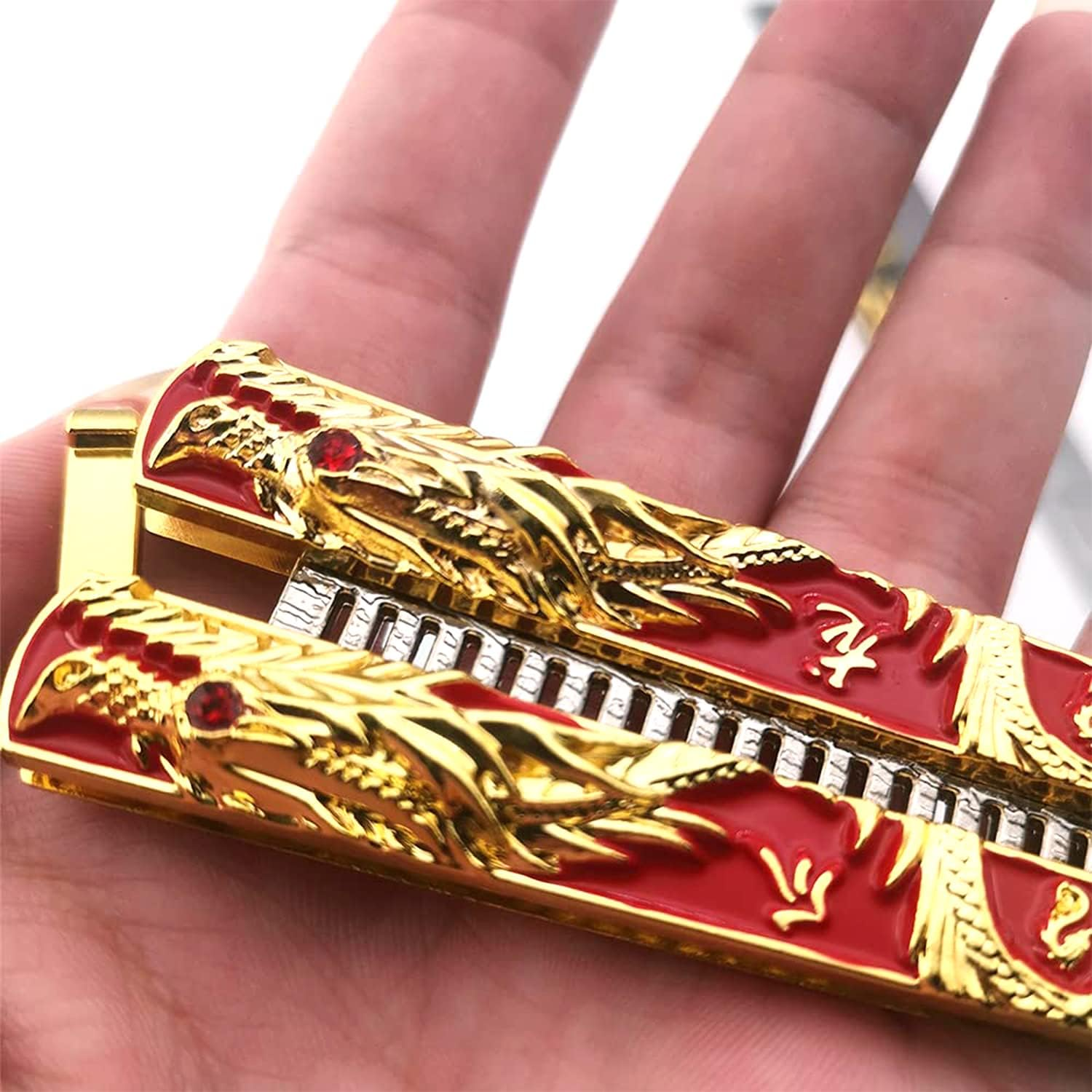 WANLIAN Beautiful Comb,Beautiful Comb Stainless Steel Folding Practice Combs Hair Styling Tools for Sport Outdoor Use (3 Colour Dragon Comb)