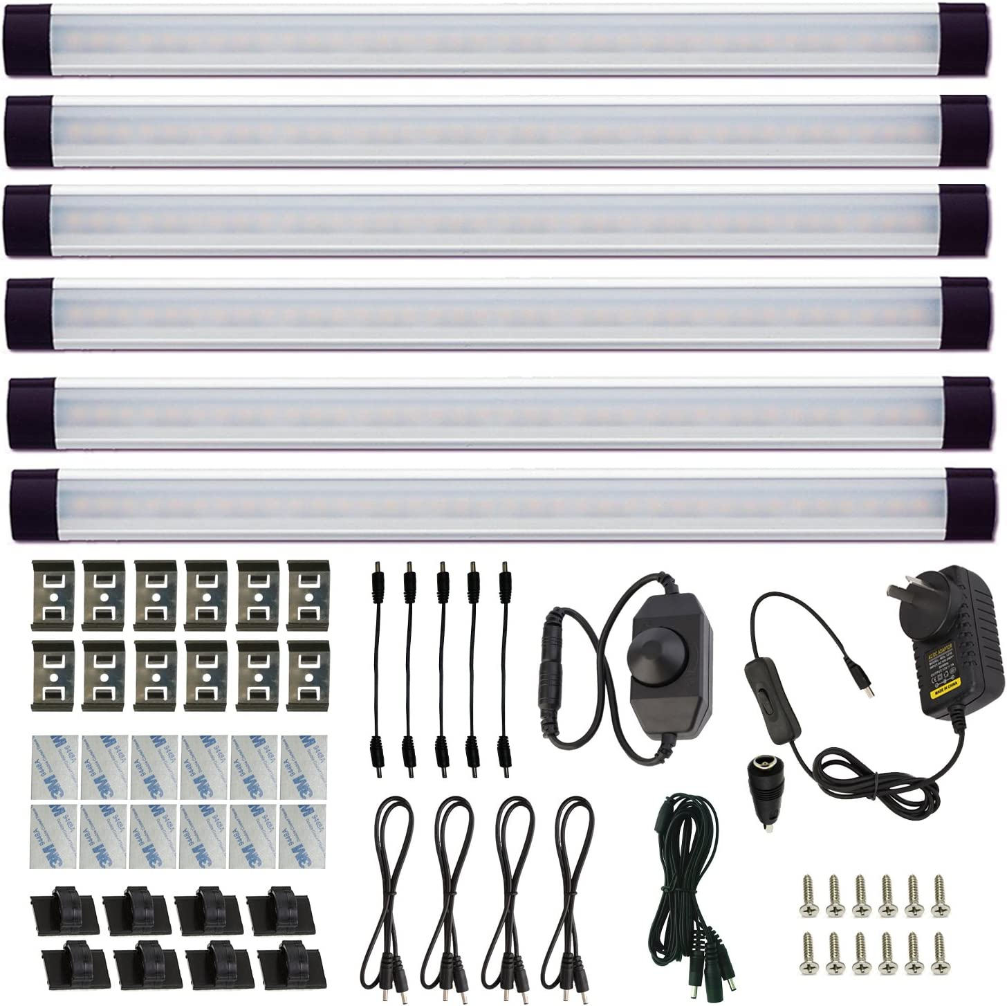 AIBOO Dimmable LED under Cabinet Lighting under Counter LED Light Bar Linkable Kit with Rocker Switch Kitchen,Showcase,Shelf Lighting(6 Panel Kits Warmwhite) image number 3