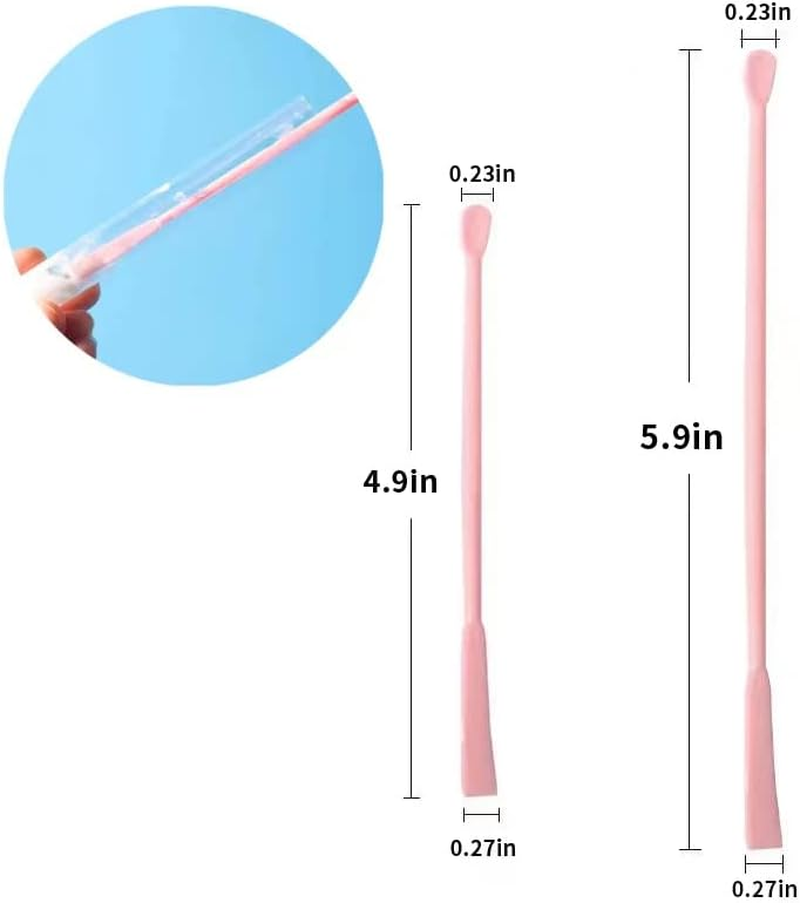 Beauty Spatulas, 2 Piece Set, Large and Small ， Makeup Spatula Tool for Small Aperture Cosmetic Bottle|| Mini Spatula | Flexible and Reusable | Scraper Head Measures Only 0.7Cm Pink image number 5