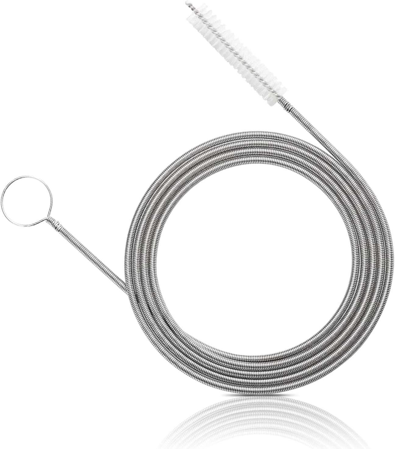 BOROLA 59 Inch Tube Cleaning Long Brush，1.5M Nylon Drainage Spring Portable Straw Brush, for Cleaning Feeding Tubes and Conduit (White) image number 3