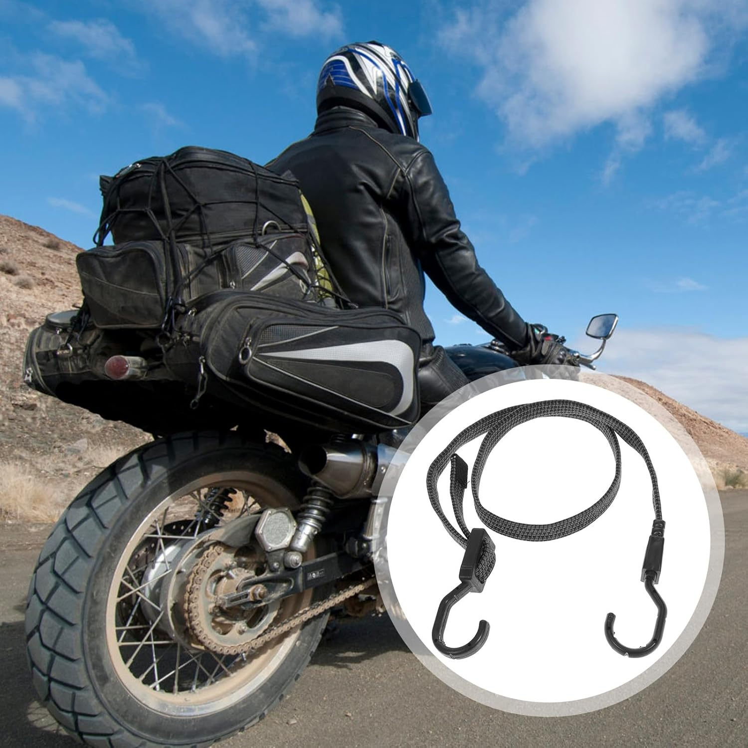 TOBBOMEY 3Pcs Adjustable Flat Wide Elastic Bungee Straps with Hooks Black Luggage Binding Ropes for Cargo Security and Outdoor Camping Heavy-Duty Stretch Tie Downs for Suitcases and Gear