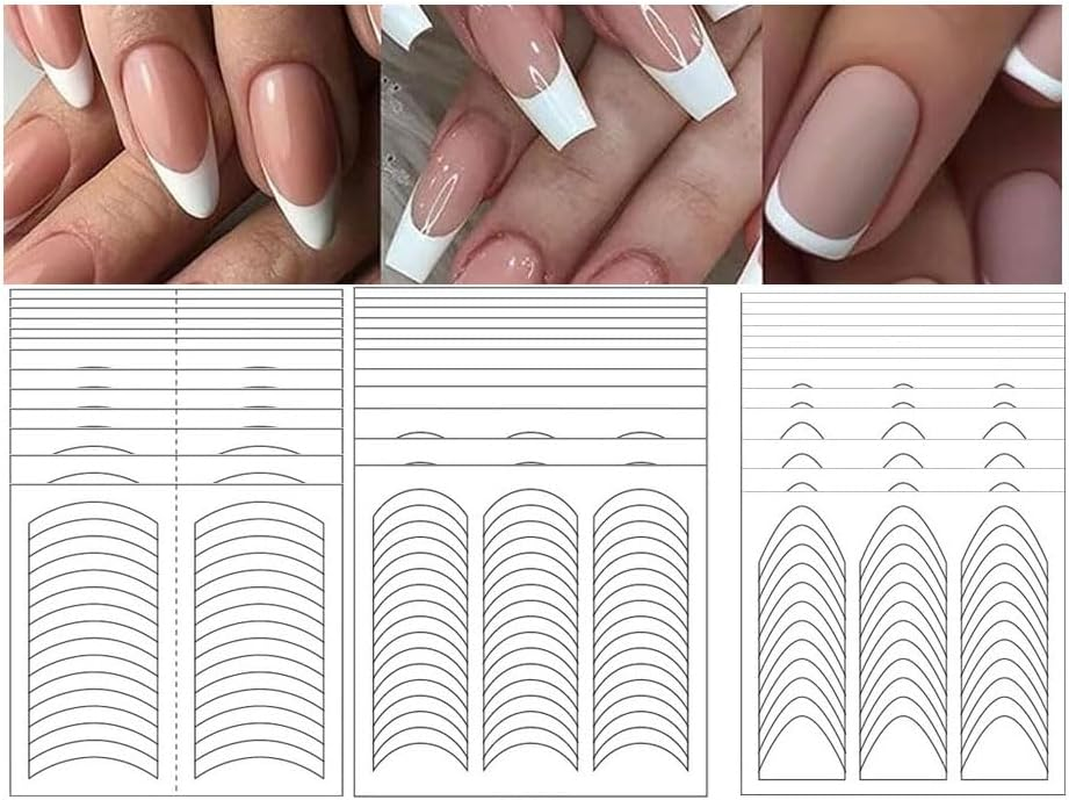 Nail Art Stencils Designs 36 Sheets Nail French Tip Guides Stickers Form Fringe for DIY Decoration Stencil Tools (Clear) image number 2