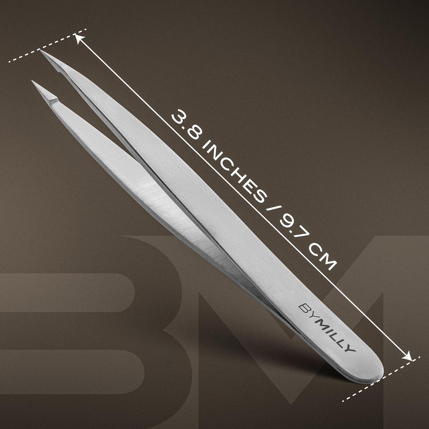 By MILLY Pointed Tweezers | High Carbon Stainless Steel Needle Nose | Fine Point Precision Hair Removal | Perfectly Aligned & Hand-Filed Sharp | Silver image number 6