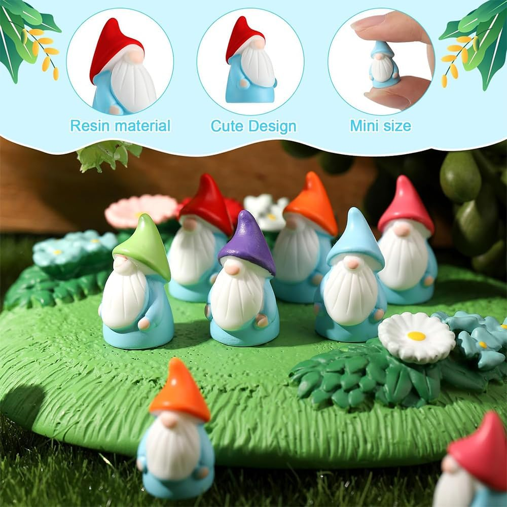 30Pcs Mini Resin Gnomes in 6 Colors,Micro Landscape Christmas Old Man Dwarf Ornament,Diy Decorations Accessories Miniature Small Ornaments for Landscape Garden Outdoor Patio Yard Plant Pots Decor image number 3