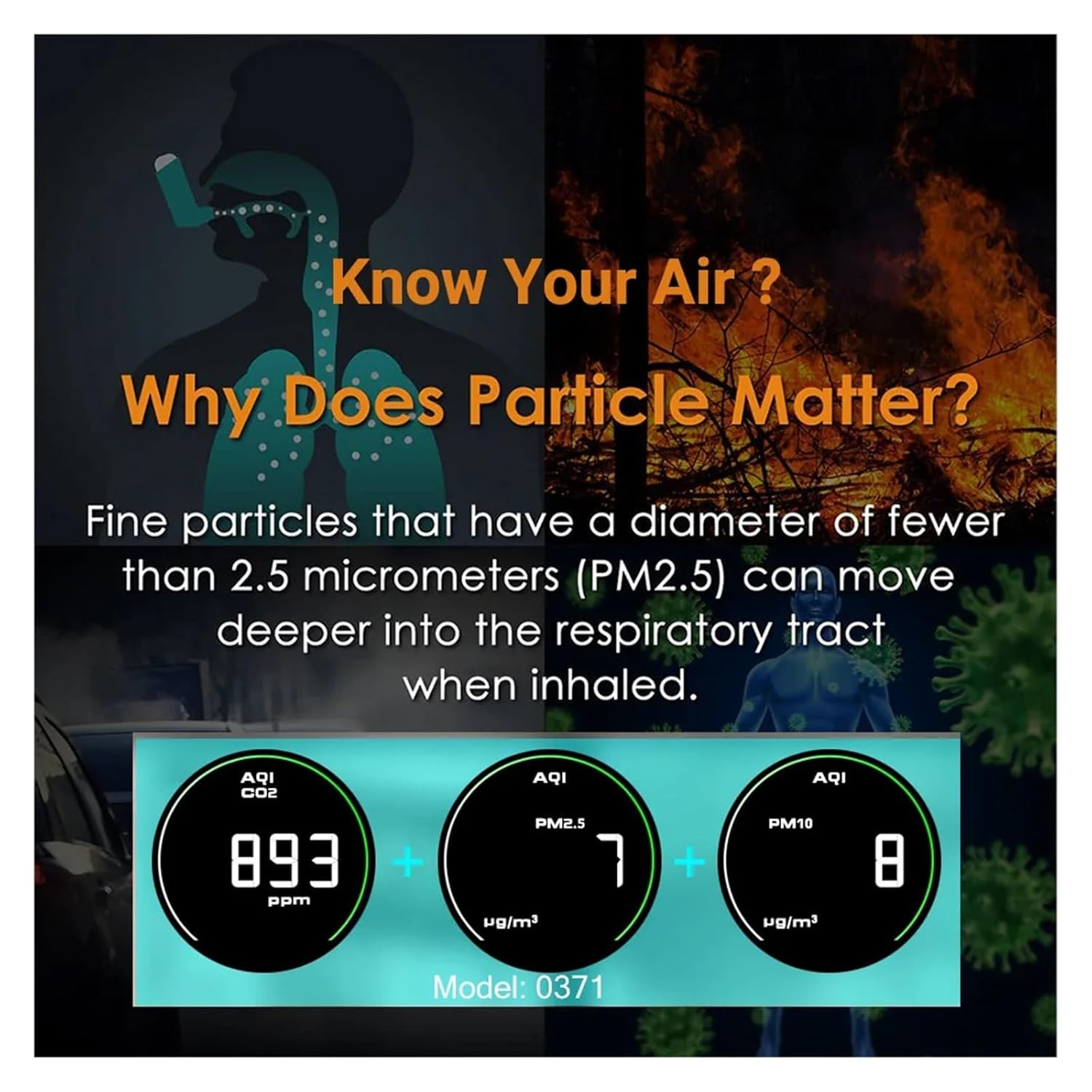 0371 Weather Station Outdoor Sensor Forecast Base Detector Indoor PM2.5 PM10 Co2 Monitor image number 1