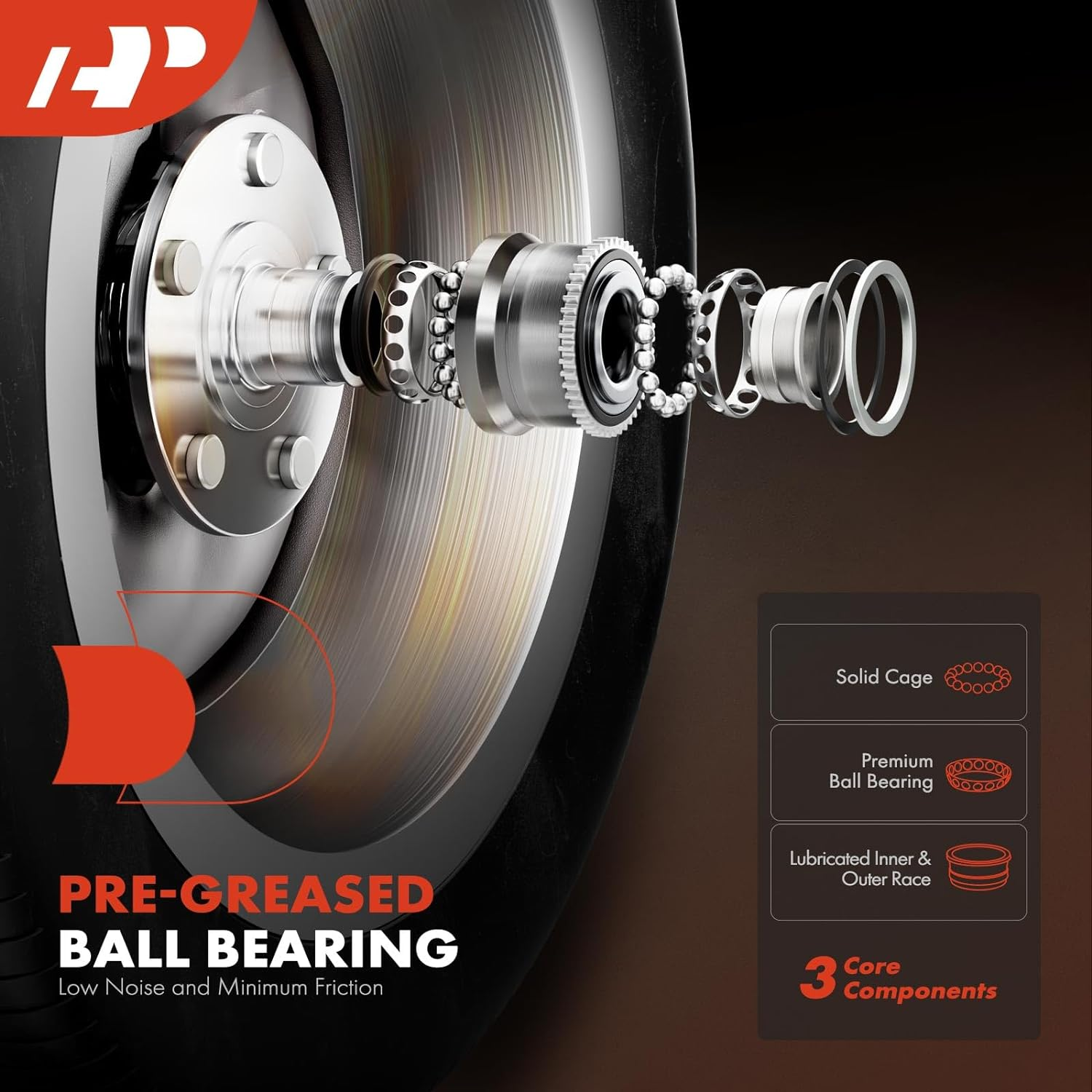 A-Premium Front Wheel Bearing and Hub Assembly with ABS & 5-Lug Compatible with Jeep JK Series - Wrangler 2011-2017, Wrangler JK 2018 image number 6
