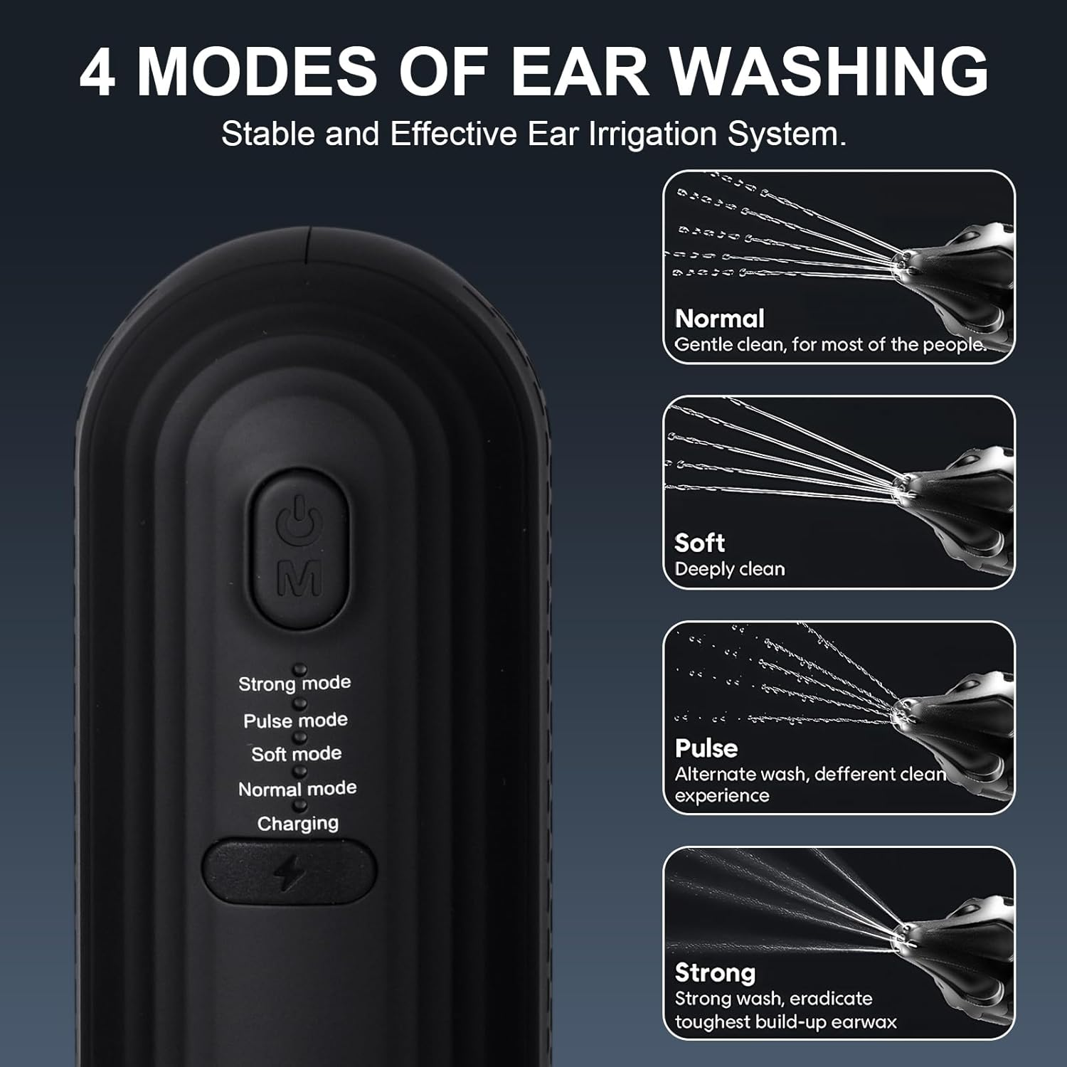 Colexy Ear Wash, Ear Cleaner, 4 Modes, Ear Cleaning with Washable Replacement Heads for Home Use by Adults and Children image number 2