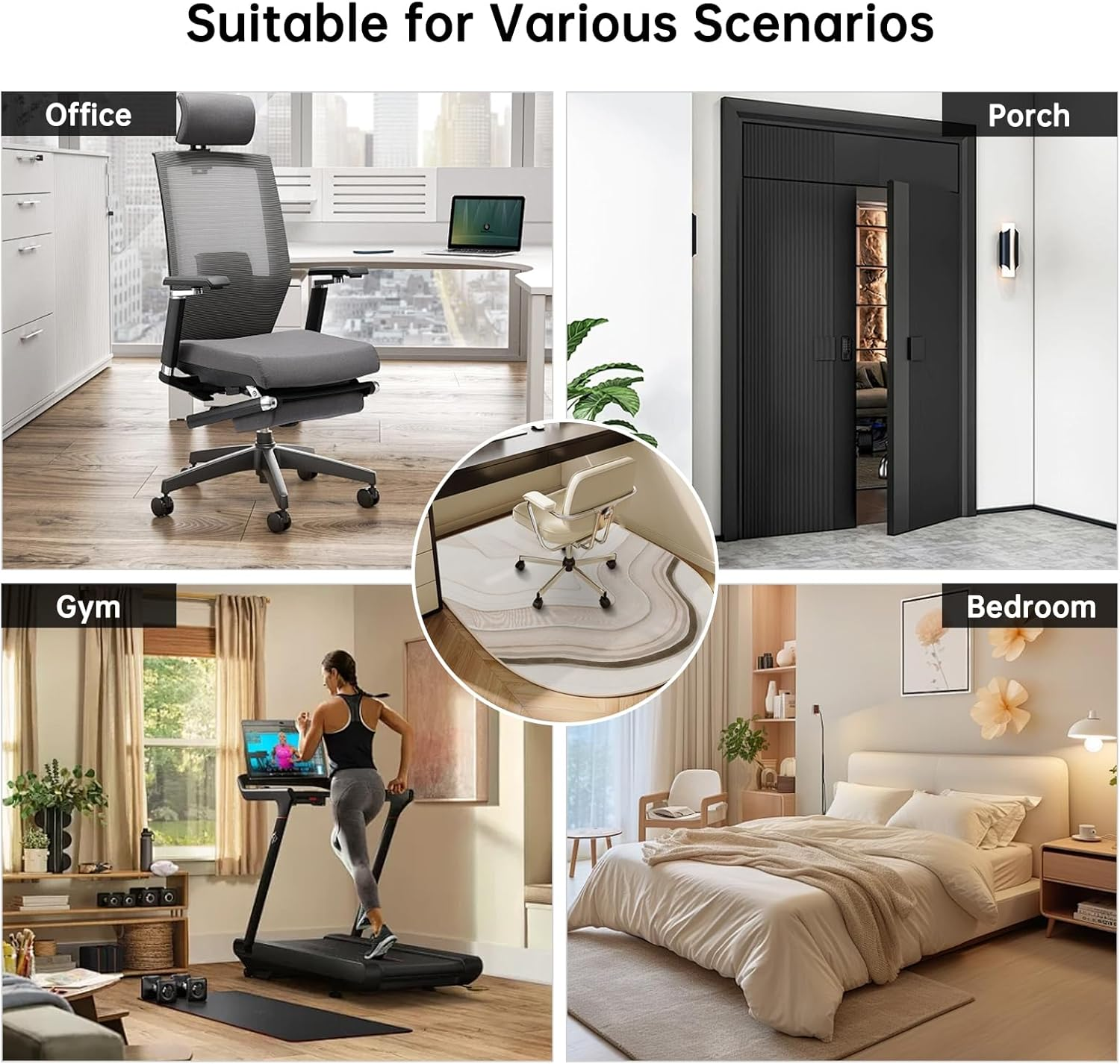 Office Chair Mat for Hardwood,120X80Cm Hardwood/Tile Floor Protector Mat,Anti-Slip Floor Protector for Home Office image number 6