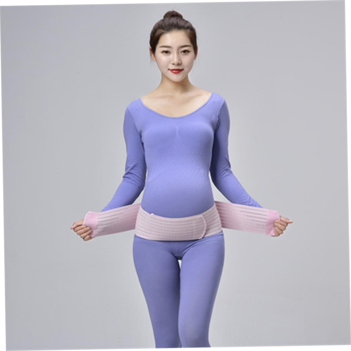 Outanaya Breathable Dual-Layer Maternity Belly Band Pelvic Support for Pregnant Women, Postpartum Waist Care Abdominal Belt, Pink Free Size Pregnancy Protector image number 2