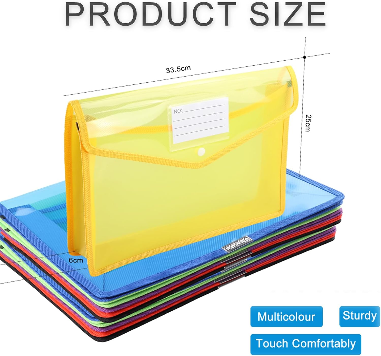 Plastic Wallets A4,6 Pcs Folder Document Wallets Large Capacity,Document Folder with Snap Closure Button,Plastic Folders A4 for Office School Home(6 Colour)