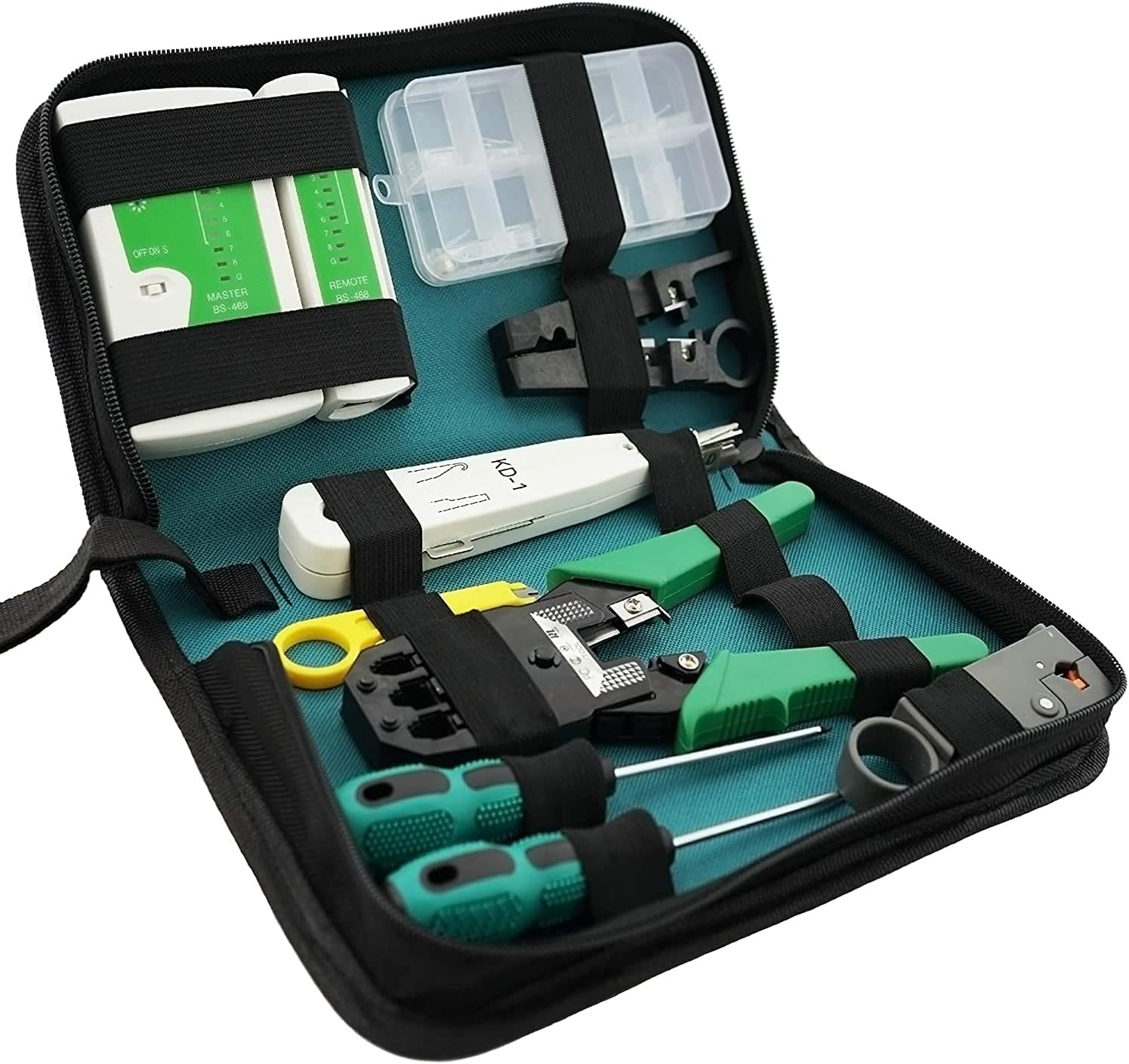 Network Cable Repair Maintenance Tool Kit Set Portable Phone Cable Crimper 8P8C 4P4C 6P6C Connectors RJ45 RJ11 Cat5 Cat6 Cable Tester Network Cable Crimper Repair Kit image number 2