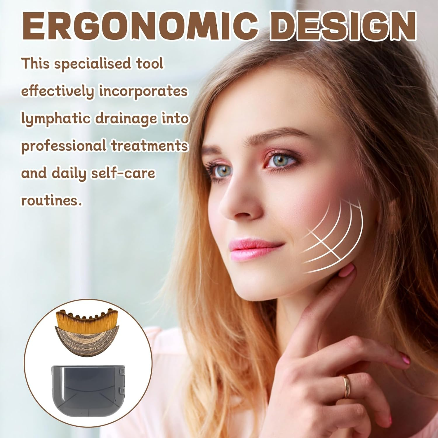 Lymphatic Contour Face Brush, Dry Brushing Face Brush, Lymphatic Drainage Massager for Face, Chin & Jawline Sculpting,Fit the Skin Precisely and Relieve Fatigue 9X7 Cm (1 PC) image number 1