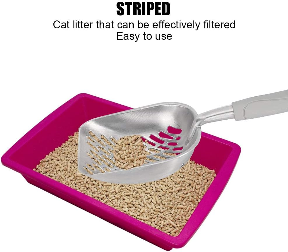 Kitty Metal Scooper, Stainless Steel Cat Poop Cleaning Tool Litter Box Cleaner Easy to Use Effectively Filter Cat Litter for Poop Sifting(Grey)