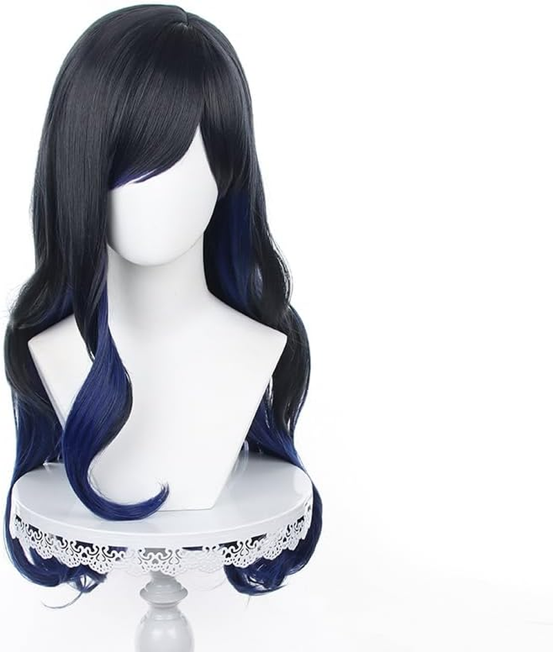 Tongtta Long Straight Anime Cosplay Wig with Bangs Halloween Party Wigs for Women Girls (Light Blue)