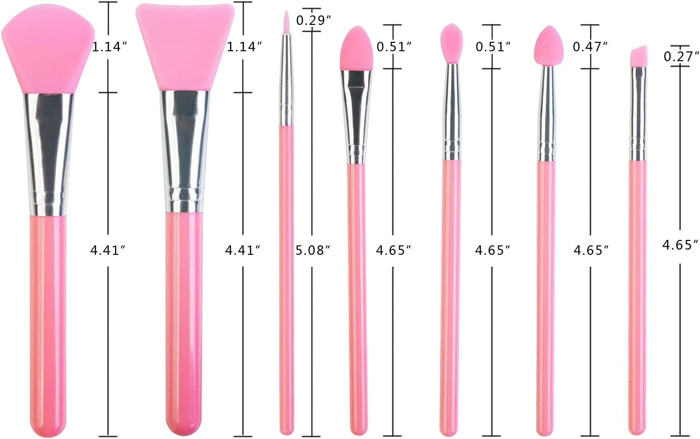 7-Piece Silicone Brush Applicator Set: Ideal for UV Resin Epoxy Art Crafting and Cream Makeup Products in Pink image number 3