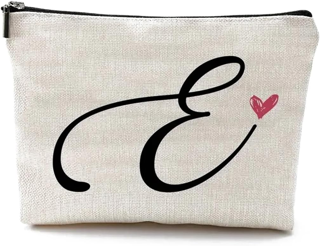 LAKYMIE Initial Small Makeup Bag Cosmetics Organizer Zipper Pouch, for Daily & Travel Use, Gifts for Best Friend, Bride, Bridesmaid, Alphabet B