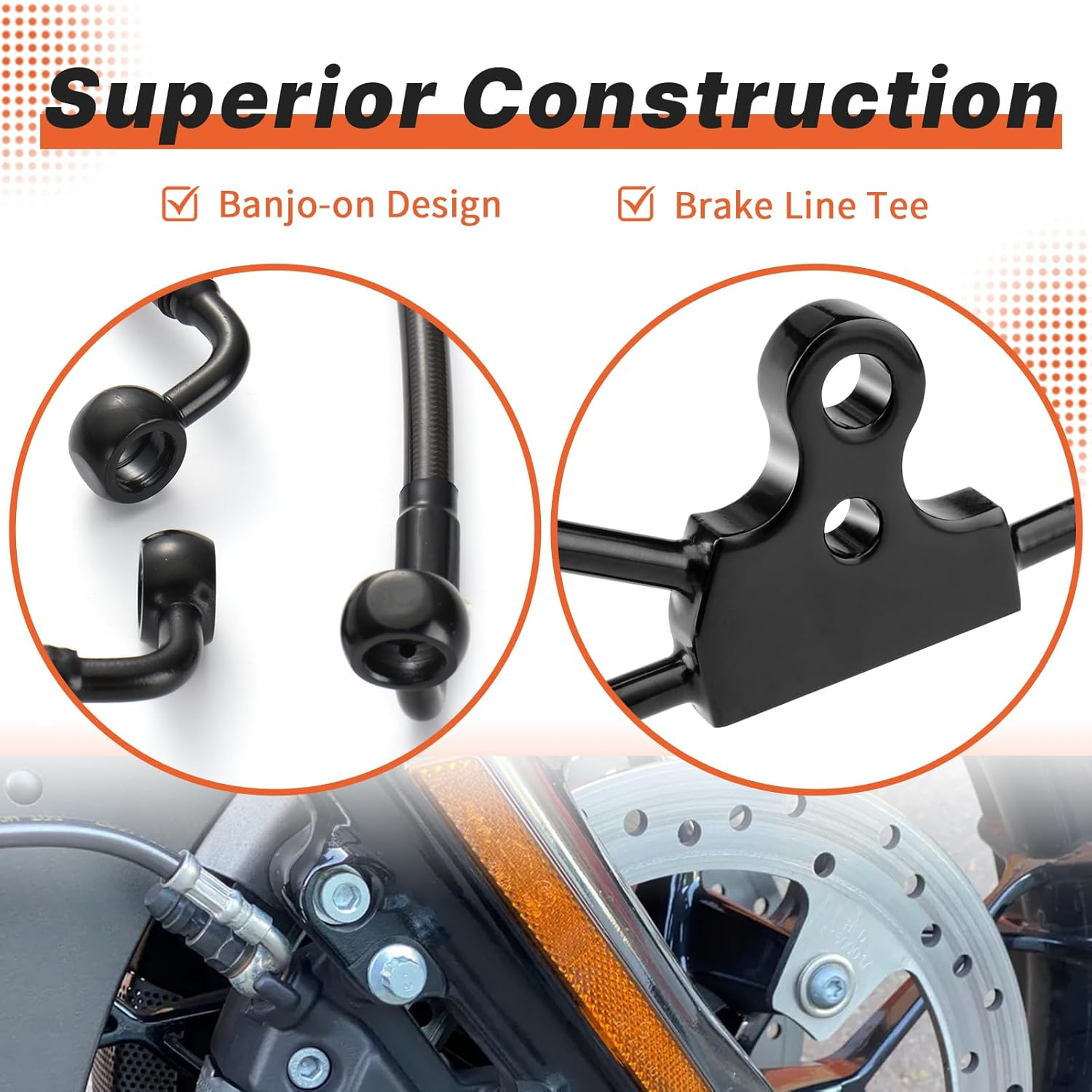 12" Handlebars Extension Front Brake Line for Harley 1996-2013 Harley Touring Road King/Road Glide/Street Glide/Electra Glide NO ABS Models, Stainless Steel Braided Brake Cable, Black