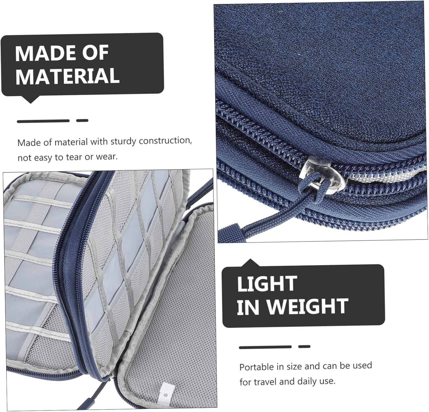 Gadpiparty Travel Storage Organizer Bag Canvas Hanging Toiletry Bag Cord Organizer for Electronics image number 4