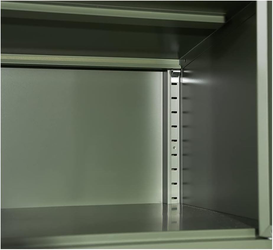 Artissin Locker, Metal Sideboard Buffet Cabinet Bedside Table Shoe Storage TV Cabinets Organiser Home Bedroom Kitchen Living Room Bathroom Furniture, Adjustable Shelves with Doors Green image number 3