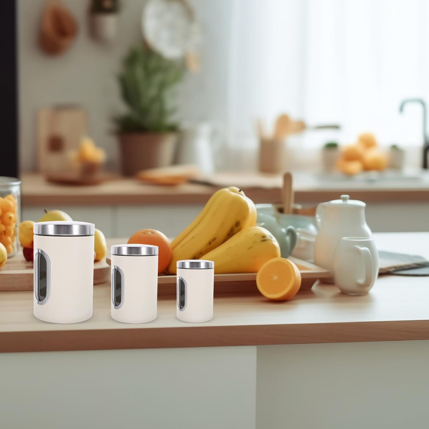 HOLIDYOYO Food Storage Canister Set 3 Pcs Airtight Tea Canisters for Loose Tea Coffee Portable Metal Home Kitchen Storage Tea Canister