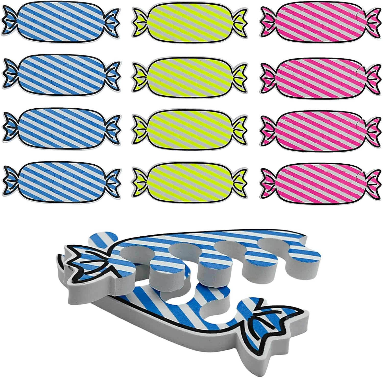 YUESUO 12 Pair Finger Spreader Set High Density EVA Material Finger Divider Spacer Cushions Candy Nail Art Tool (Blue+Pink+Green)