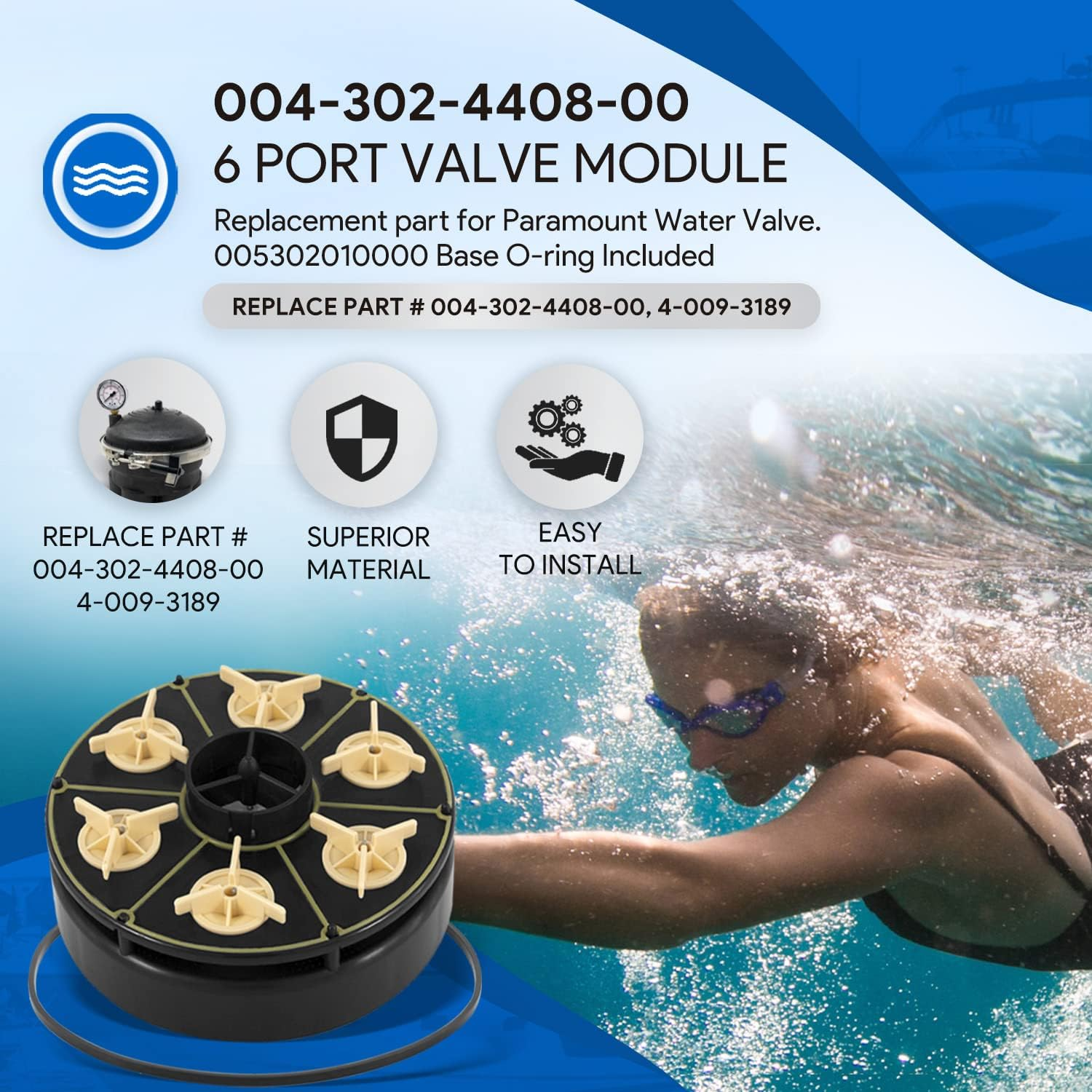 Premium 6 Port Module Kit for Paramount Water Valve, 004-302-4408-00 Replacement Part with Valve Shell Oring, 004302440800, 005302010000 image number 5