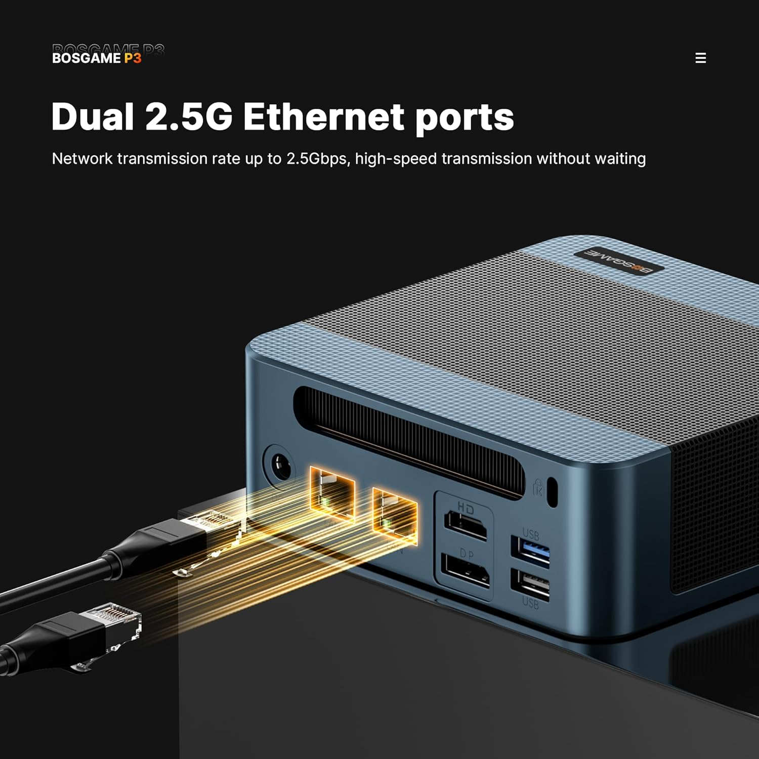 Mini PC Ryzen 7 6800H (Up to 4.7Ghz, 8C/16T) BOSGAME P3 Mini Desktop Computers DDR5 32GB RAM 1TB M.2 Nvme Pcie 4.0 SSD, Mini PC Windows 11 Pro Dual 2.5G RJ45 LAN, USB-C 4.0 Wifi 6E USB 3.2 Gen2 image number 1