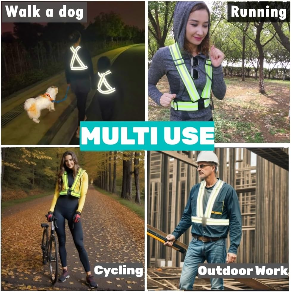 IDOU High Visibility Straps |Reflective Running Gear|Safety Vest for Men Women - 2, 2Pc-Yellow image number 5