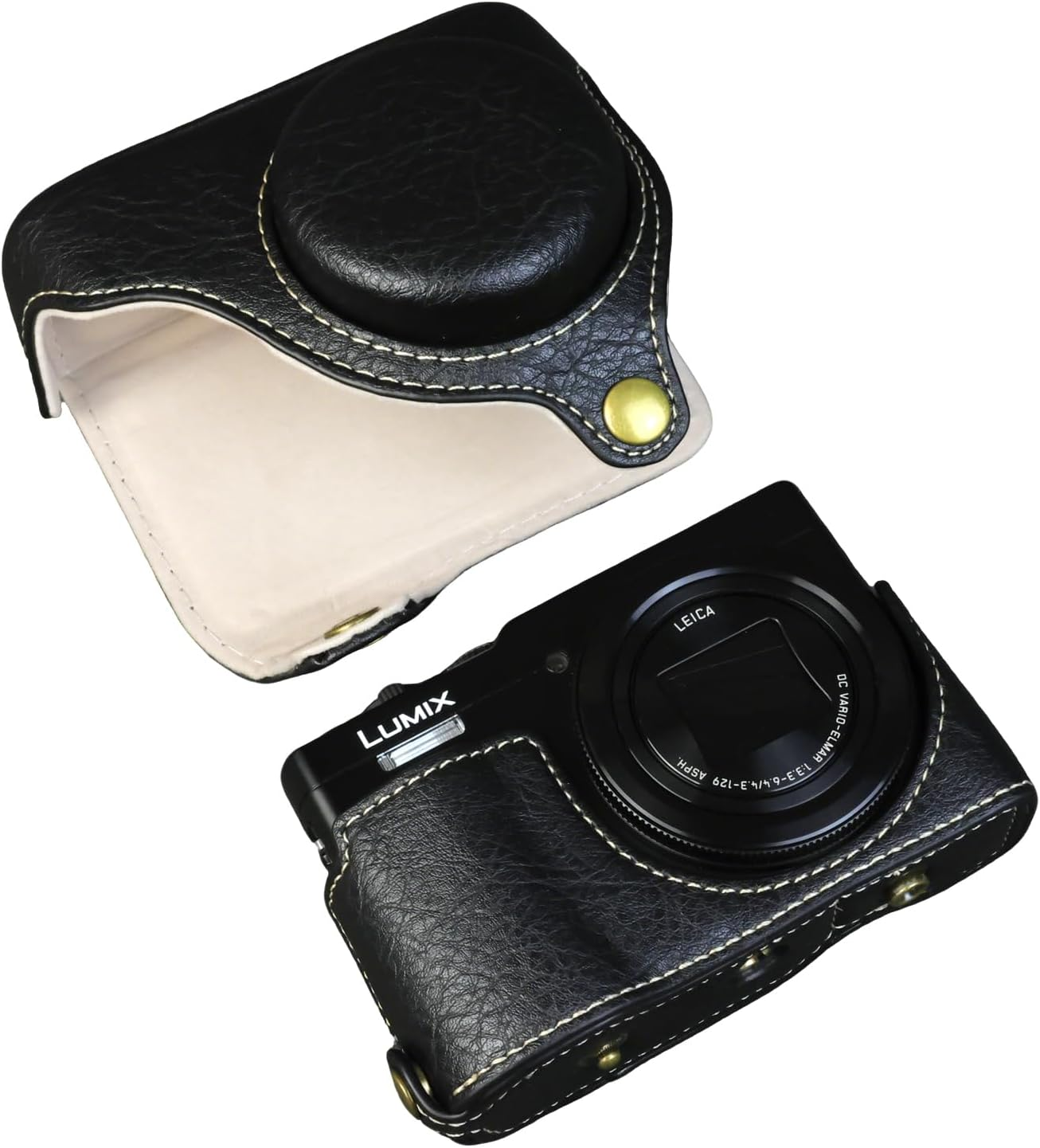 Aisnyho Camera Case for Panasonic Lumix DC-TZ99,PU Leather Protective Cover Detachable Carrying Case Bag with Adjustable Shoulder Strap, Black, PU Protective Case