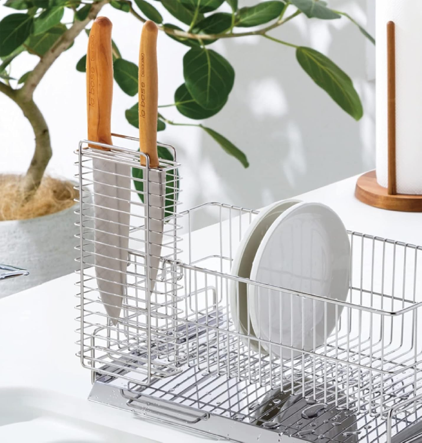 Anesty HO2166 Stainless Steel Dish Drainer Rack, Approx. Width 4.3 X Depth 2.0 X Height 8.7 Inches (11 X 5 X 22 Cm), Hook Included, Knife Stand, Kitchen, Dryer, Dish Storage, Silver image number 1