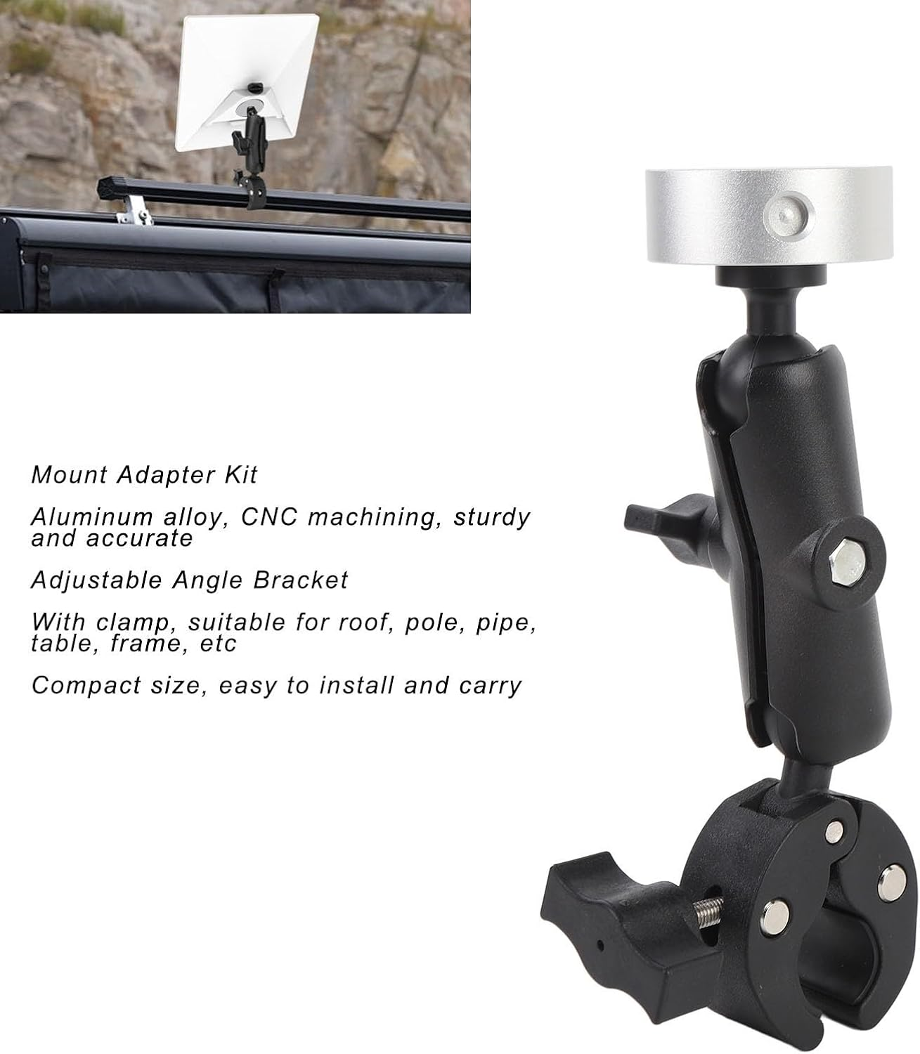 Starlink Mini Mount, RV Ladder Pole Mount with Adjustable Clamp, Roof Rack Mount for Starlink Mini Dish on Rvs, Boats and Campers, Compatible with Old Version Original Pipe Adapter image number 2
