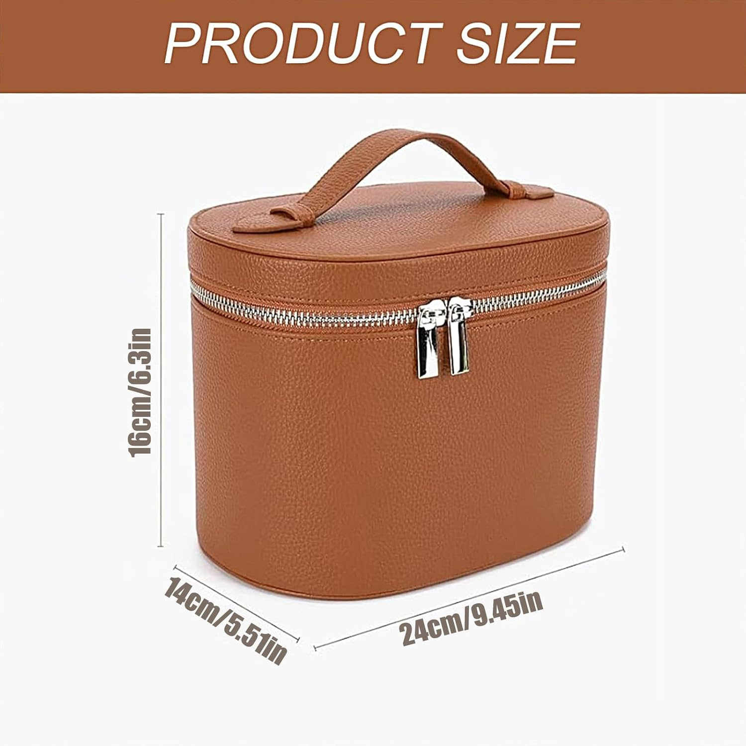 Makeup Bag, PU Leather Vanity Case with Removable Divider, Large Capacity Portable Cosmetic with Multi Pockets, Waterproof Make up Case with Handle and Zipper, Travel Makeup Bag image number 5