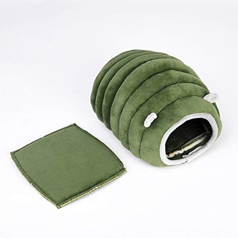 Cozy Soft Plush Tent Bed for Small Animals - Ideal Hideout Cave for Guinea Pigs, Hamsters, Bunnies, Chinchillas, Ferrets & More - Warm Comfort Shelter in Grey/Green image number 4
