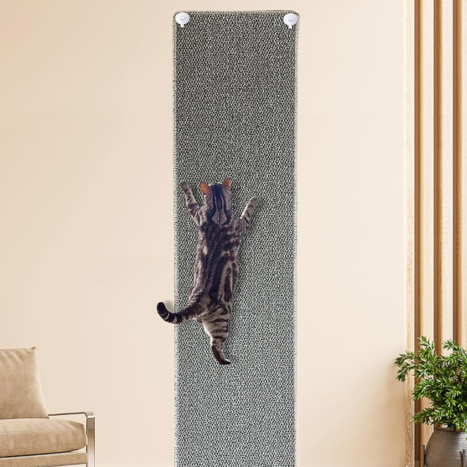 70.9"X 15.7" Thickened Extra Large Cat Wall Climbing Carpet with 10Pcs Fixed Nails, Durable Cat Wall Furniture, Wall Scratcher, Scratching Post, Couch Sofa Protector, Gray