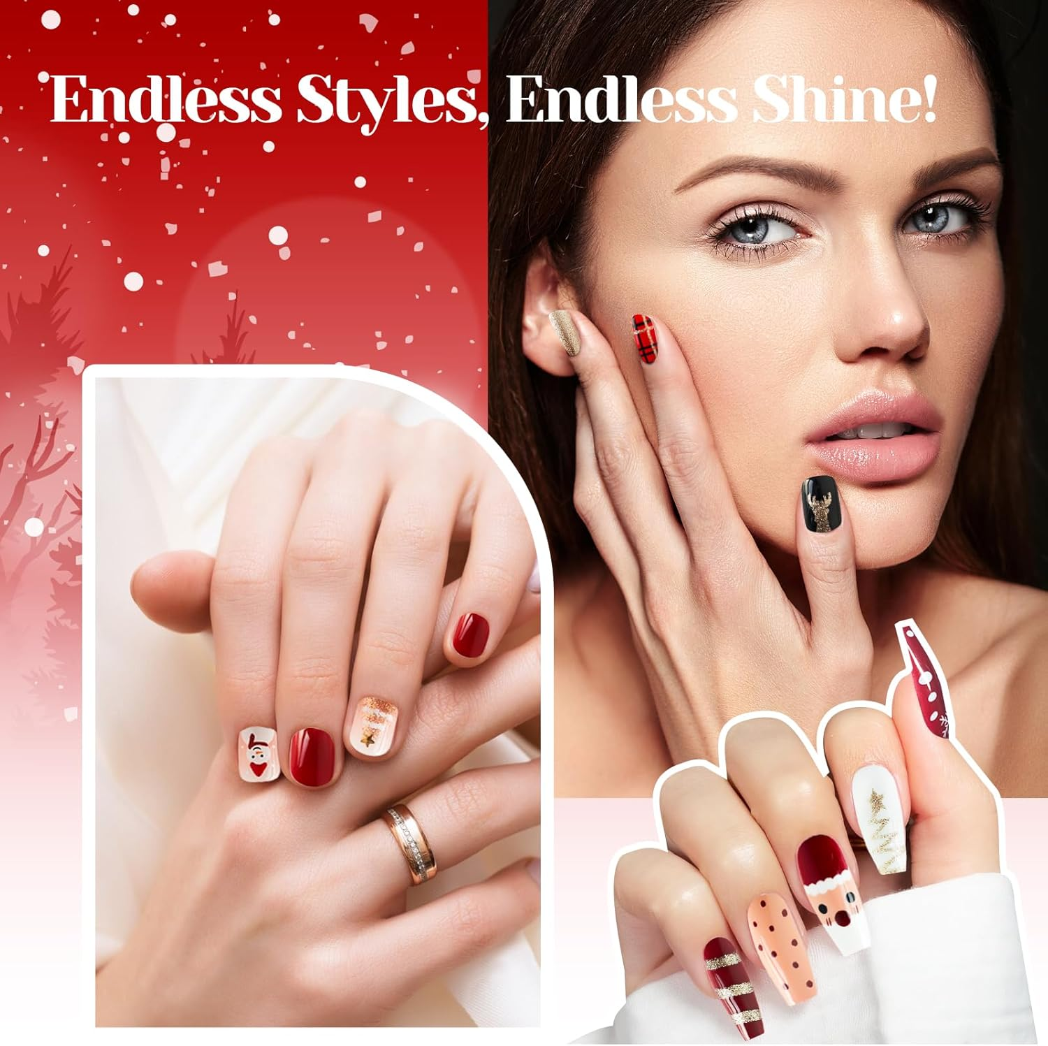 Beauty Advent Calendar 2024, Fake Nail Advent Calendar 2024 with 24PCS Press on Nails and 24PCS Jelly Gel, Christmas Press on Nails for Women Girls image number 1
