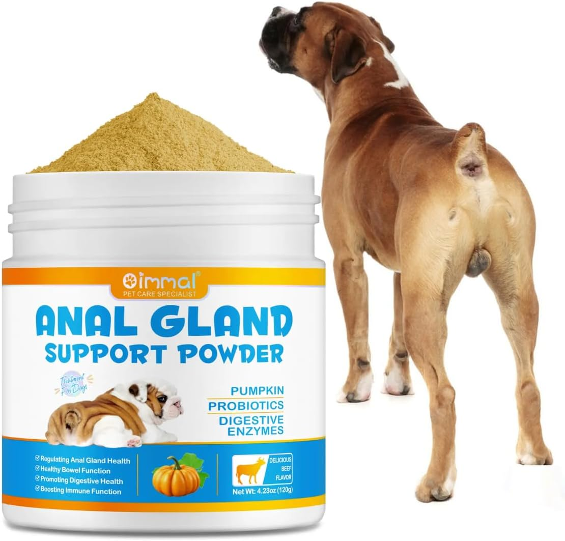 Anal Gland Support Powder for Dogs | Pumpkin, Probiotics & Digestive Enzymes | Digestive Health & Healthy Bowel Function | Boosts Immune Function | Regulates Anal Gland Health | 120G