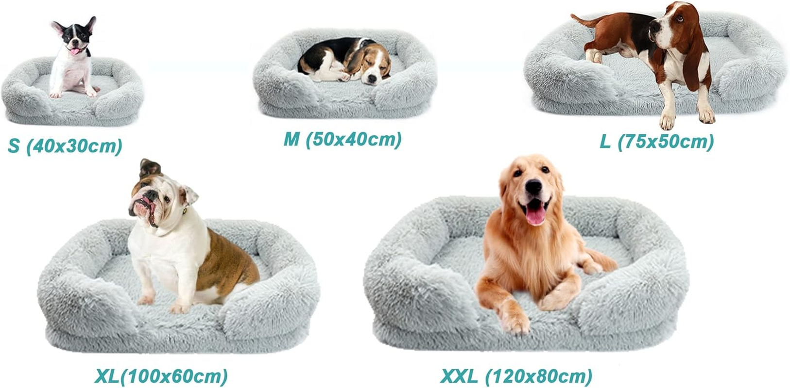 RICHRAIN Winter Warm Pet Dog Sofa Bed Furffy Calming Deep Sleeping Cat Bed Plush Pet Armchair Cozy Momery Foam Pet Nest with Zipper Washable Cover (M 50X40Cm,Grey) image number 1