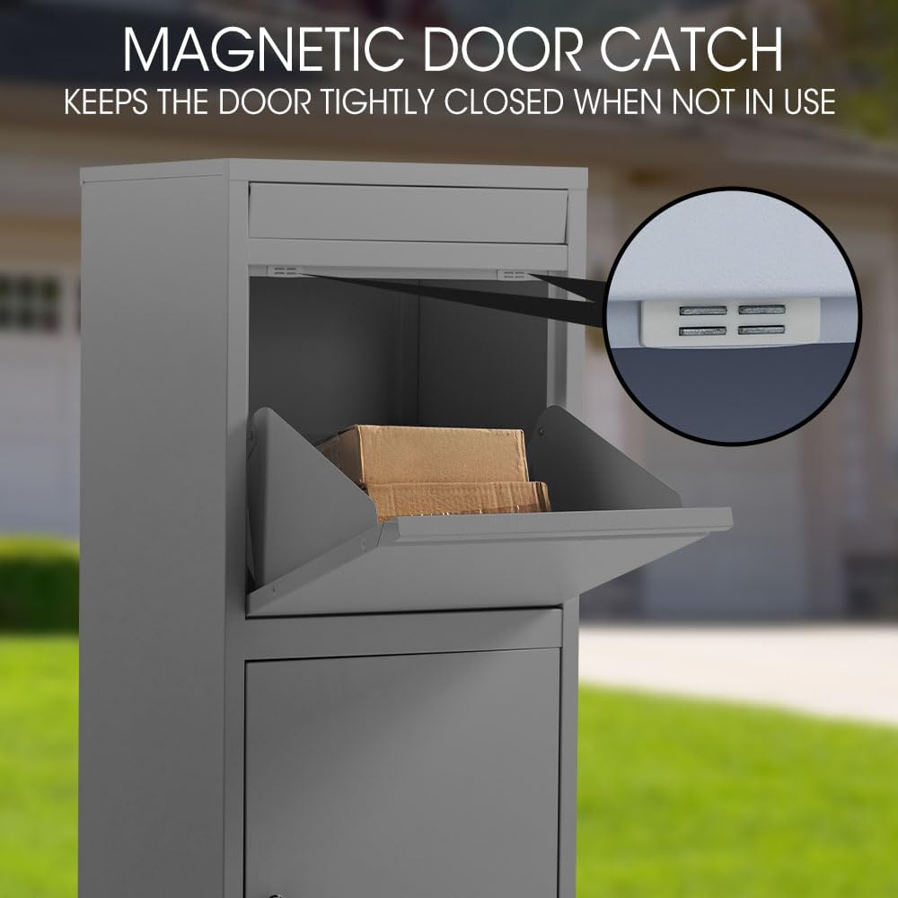 Fortia Freestanding Parcel Post Box Letterbox, Letter Slot, Woodland Grey image number 6